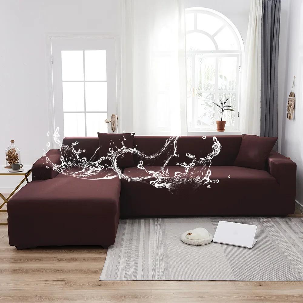Waterproof Sofa Covers 1/2/3/4 Seats Elastic Solid Couch Cover L Shaped Sofa  Cover Protector Bench Covers