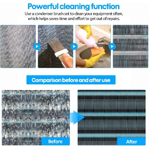 Hommtina 3 Pcs Air Conditioner Condenser Fin Comb/Cleaning Brush, Coil Cleaner Whisk Brush with Window Blinds Brush Dust Cleaner for Refrigerator