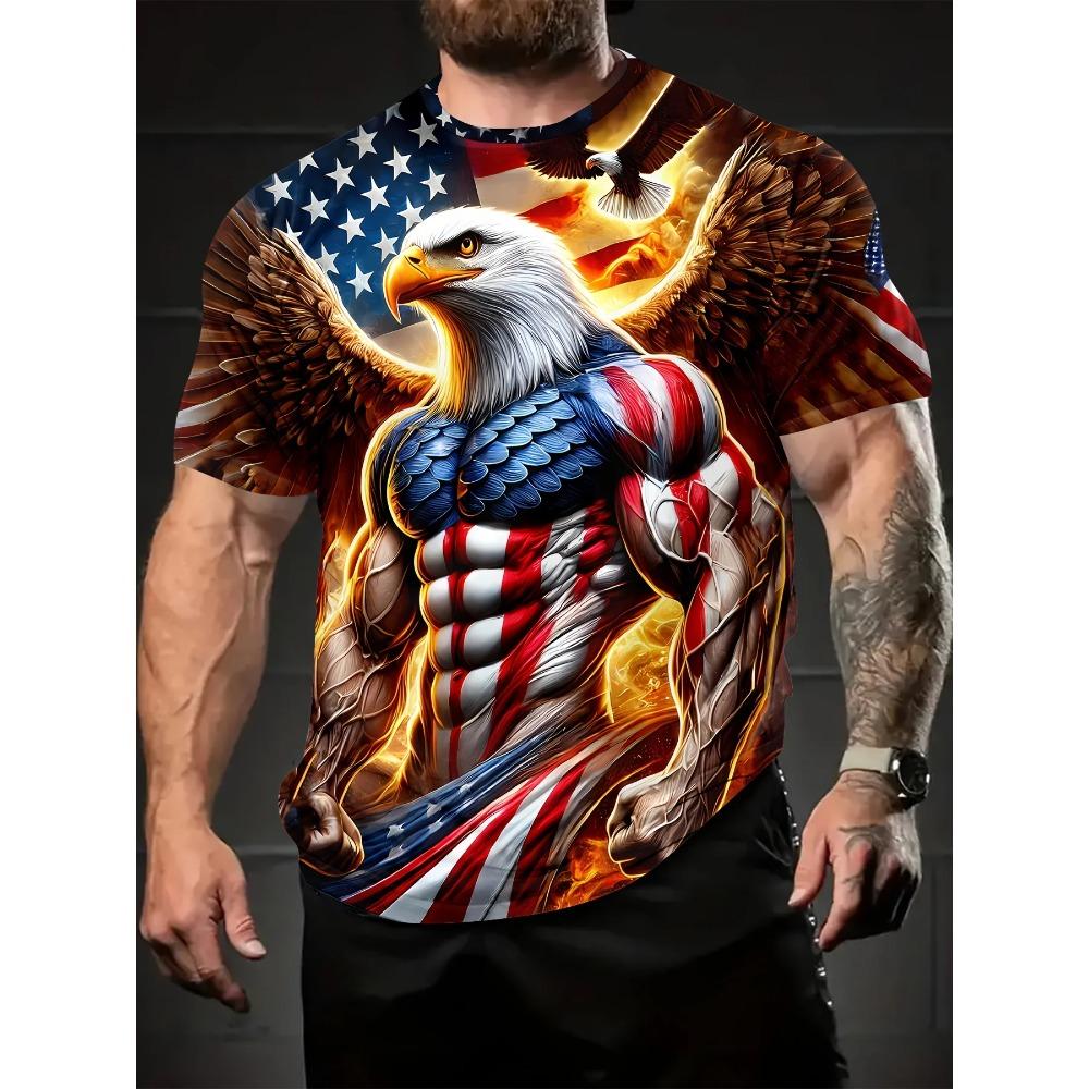 Men's 3D Thunder Dragon Print Crew Neck Short Sleeve T-Shirt Breathable Stretch Fashion T-Shirt Outdoor Casual Party T-Shirt