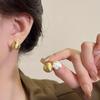 Frosted Brushed Gold Bean Stud Earrings - Women's Trendy Korean Versatile Drops 2026