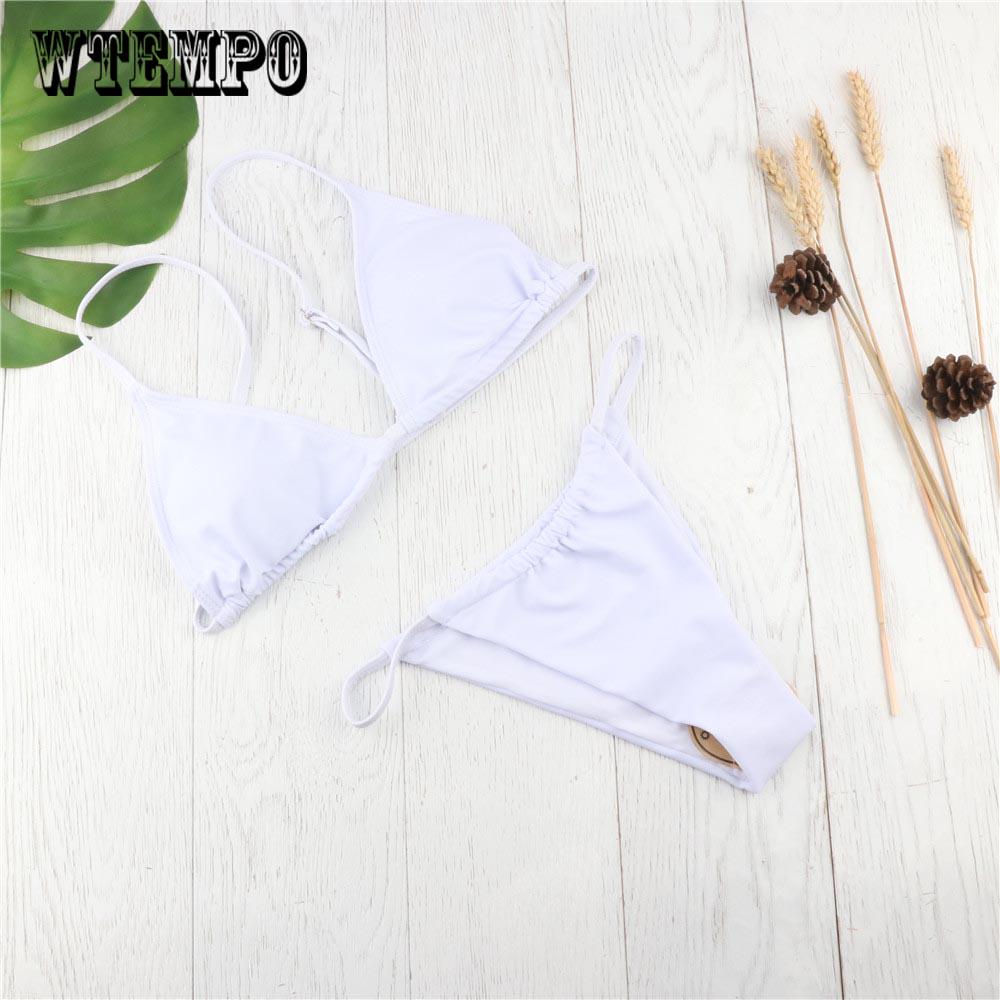WTEMPO Brand Fashion Lady Split Swimsuit Solid Color Sexy Bikini Multicolor Triangle