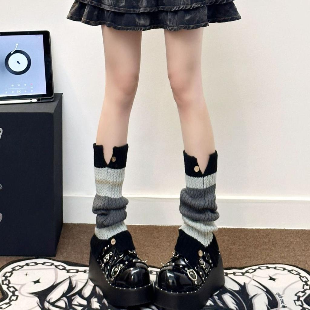 Winter Snow Boot Sock Leg Warmers Women Thermal Knit Leggings JK Uniform Cable Stitch Mid Calf Stacked Socks Y2K Style