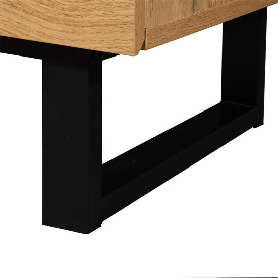 Television Stand Color Blocking TV Cabinet with Drawers Open Shelves Solid Console Wooden Legs Living Room Furniture Table