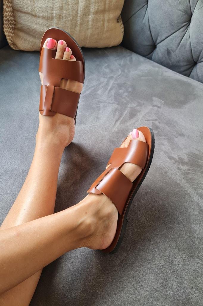 Dámské ležérní sandály na podpatku Letní boty Bodrum z pravé kůže