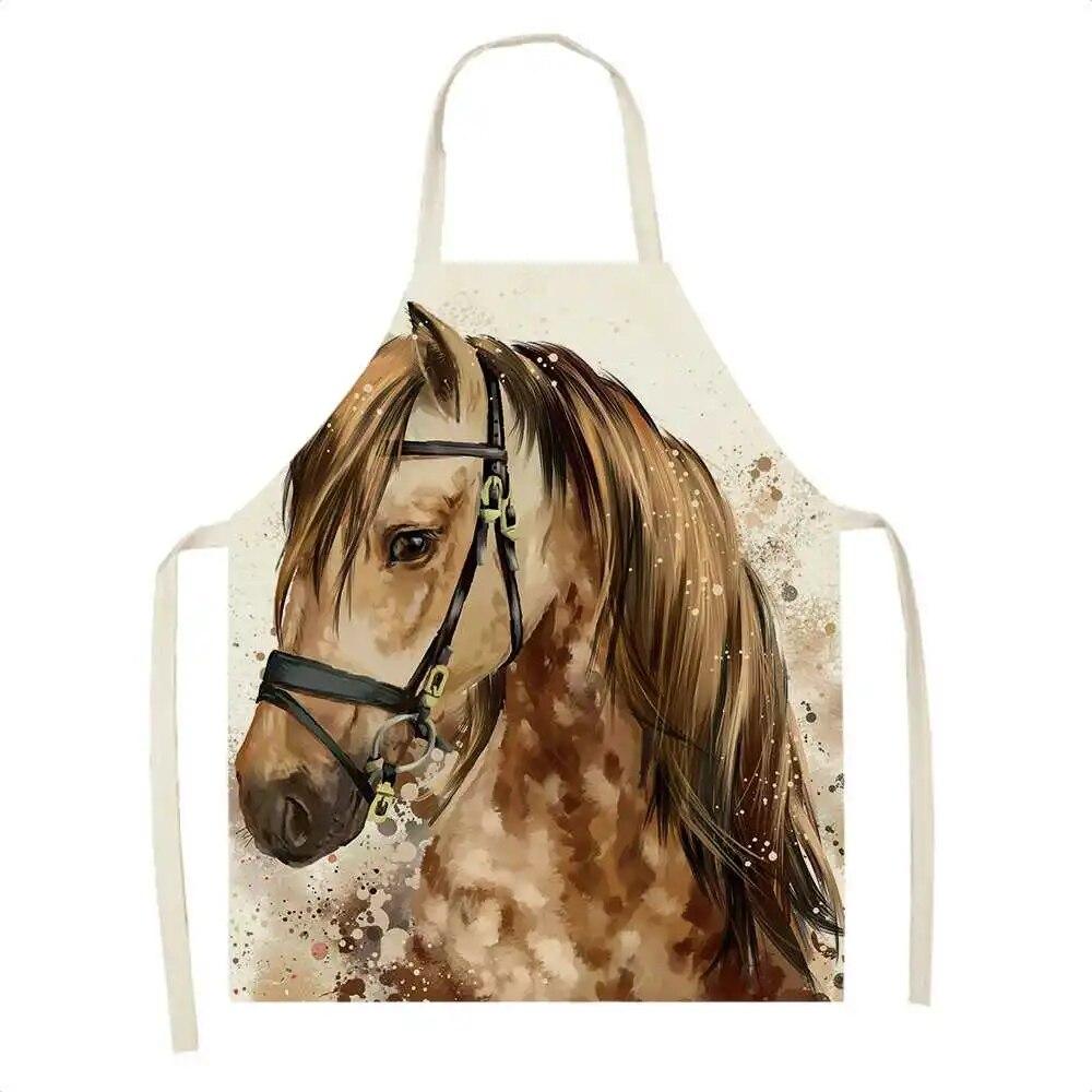 

Кухонный фартук с изображением лошади енота cervo, модель животного, фартуки для женщин, уборка дома, кухонные аксессуары, фартук без рукавов 47x38cm