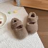New Winter Cotton Shoes for Girls, Fleece-Lined and Thickened for Warmth, Children's Girls' Furry Shoes, Loafers for Outdoor Wear