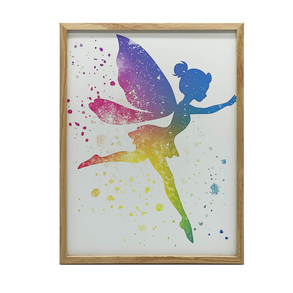 Poster Fairytale Fairy In Rainbow Colors Poster Fairytale Fairy In Rainbow Colors, 50X70 Cm, Frameless, Premium Canvas On Stretcher