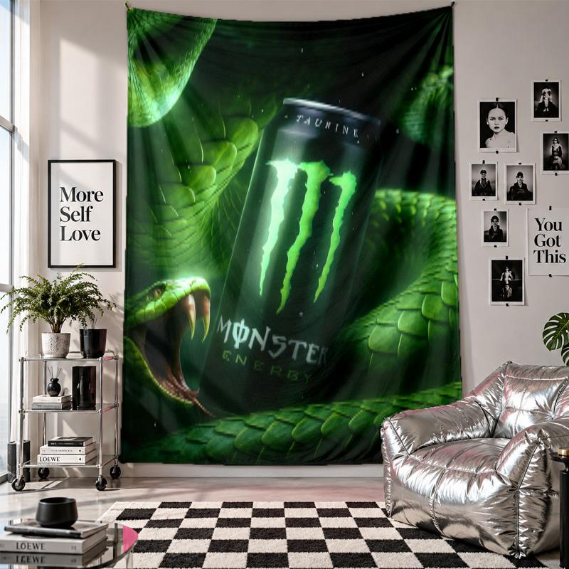 Wall TapestryMonster Energy Art Hanging Cloth Decorative Background Cover for Room Decoration