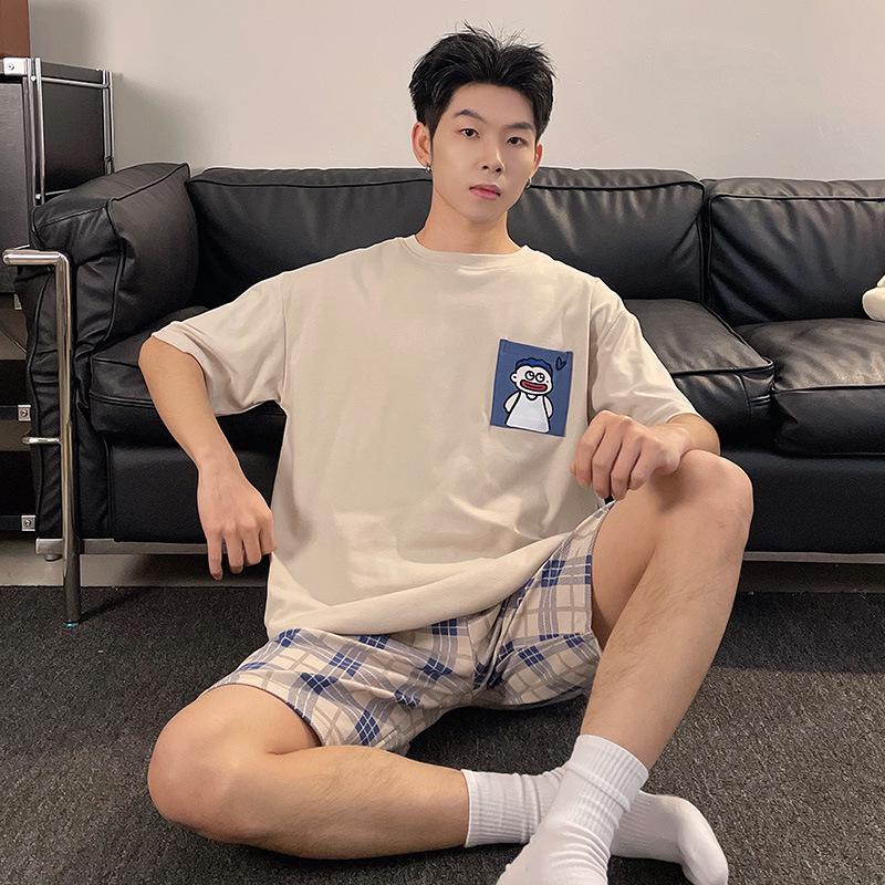 

Men s Summer 2024 Short Sleeve Pajama Set - Plus Size & Casual for Dorm or Home XL (60-70 kg)