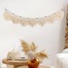 Hand-woven Boho Macrame Tapestry Wall Macrame Macrame Garland Banner with Wood Beads Home Wall Art Decoration for Apartment