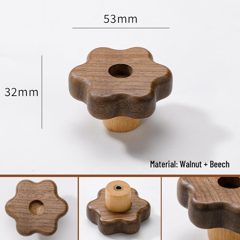 Japanese Minimalist Walnut Handle Solid Wood Cabinet and Wardrobe Drawer Handle