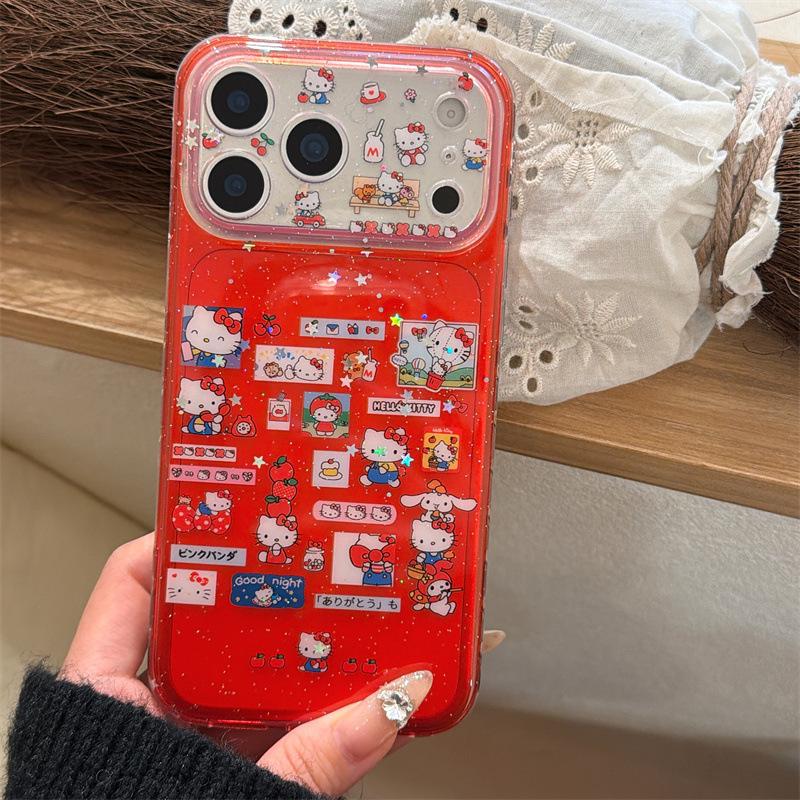 

Hello Kitty Cartoon Heart Sticker for iPhone 17, 16 Pro Max, 15, 14 Girly Case. iPhone 14 Pro
