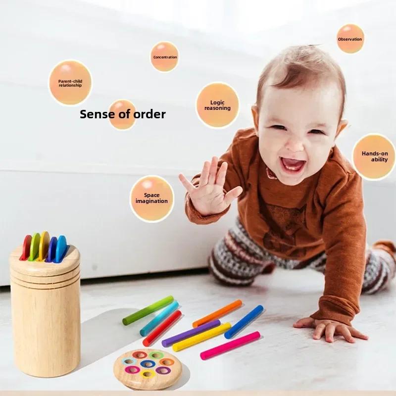 Color Shape Sorting Box Baby Sensory Play Montessori Toys Early Educational Toy Wooden Sticks Toys Color Classification Cup
