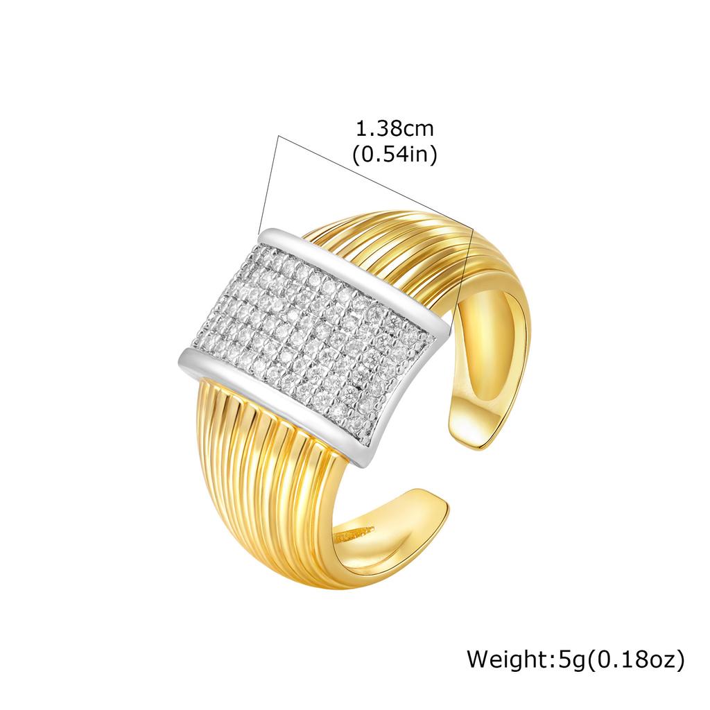 Iced Out Zirconia Statement Ring for Women, Luxury Cubic Zirconia Open Adjustable Ring, Fashion Engagement Party Valentine's Day