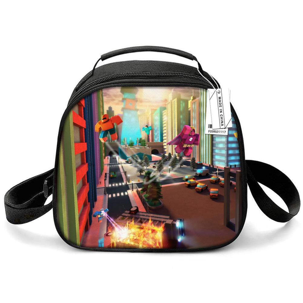 Lunch Bag Primary School Picnic Bag Round Ice Pack Rob Ross Printed Shoulder Portable Cartoon Meal Bag