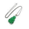 Elegant Women's High-Quality Imitation Chalcedony Pendant Necklace - Jade Green Ping'an Pai, High Ice Jade Inlaid Design
