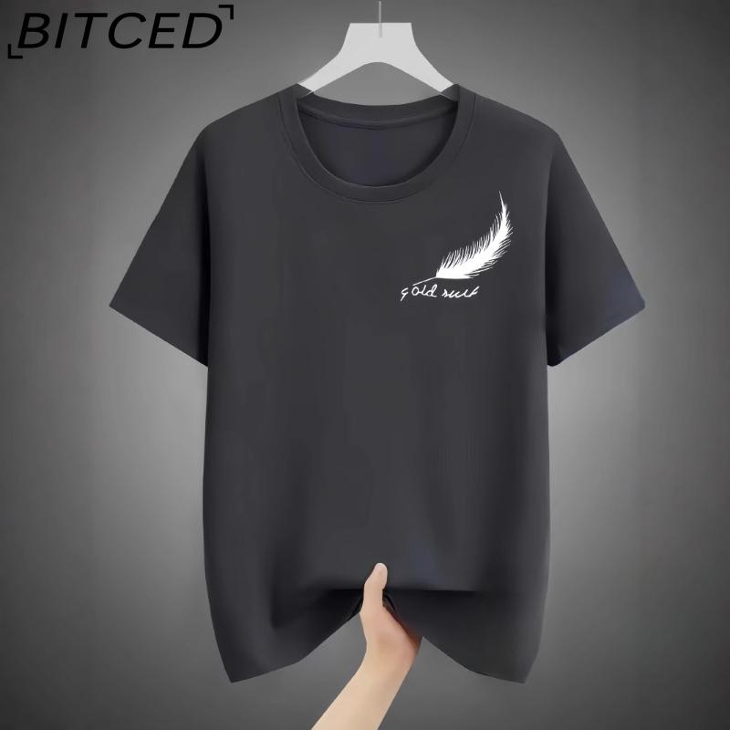 BITCED Cotton Short Sleeve T-shirt Men's Fashion Loose Half Sleeve Shirt Printed Compassionate Shirt
