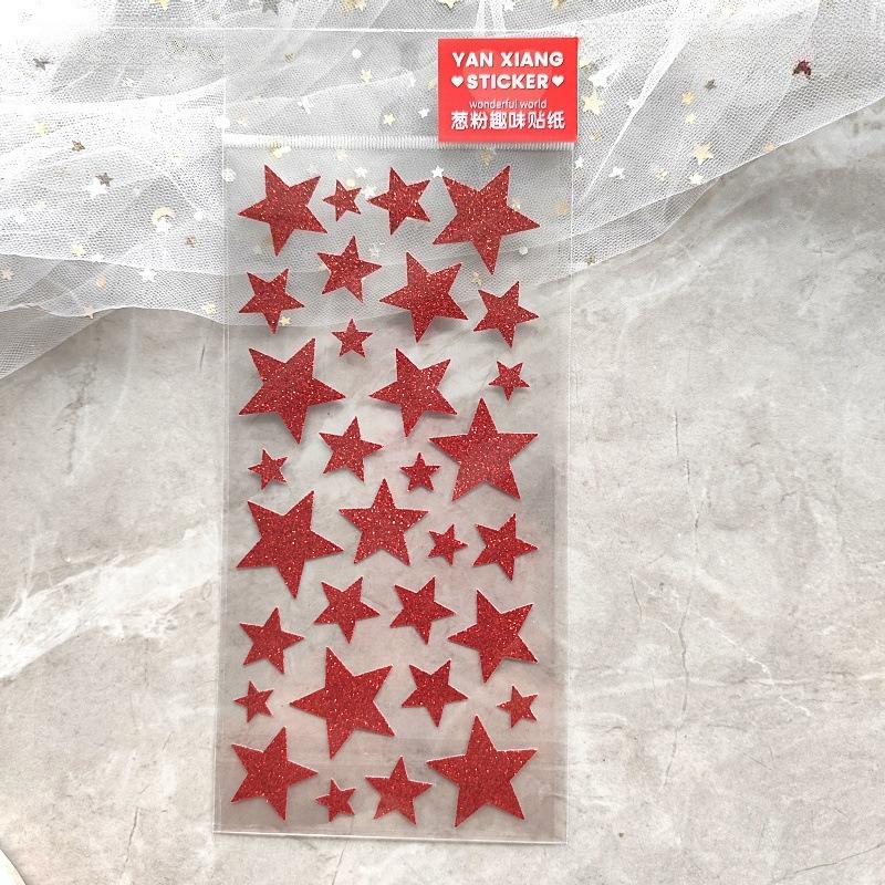 1pc Colorful Bronzing Star Sticker Gold Red Love Girl Handmade Dress Material Reward Sticker Scrapbooking Stickers Aesthetic