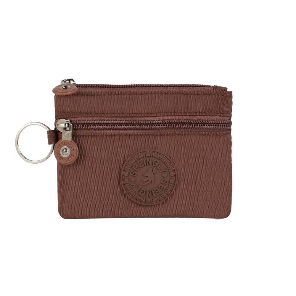 

Нейлоновый двухслойный кошелек с надписью, простой кошелек для денег, креативный короткий кошелек на молнии для монет, для покупок кофейный