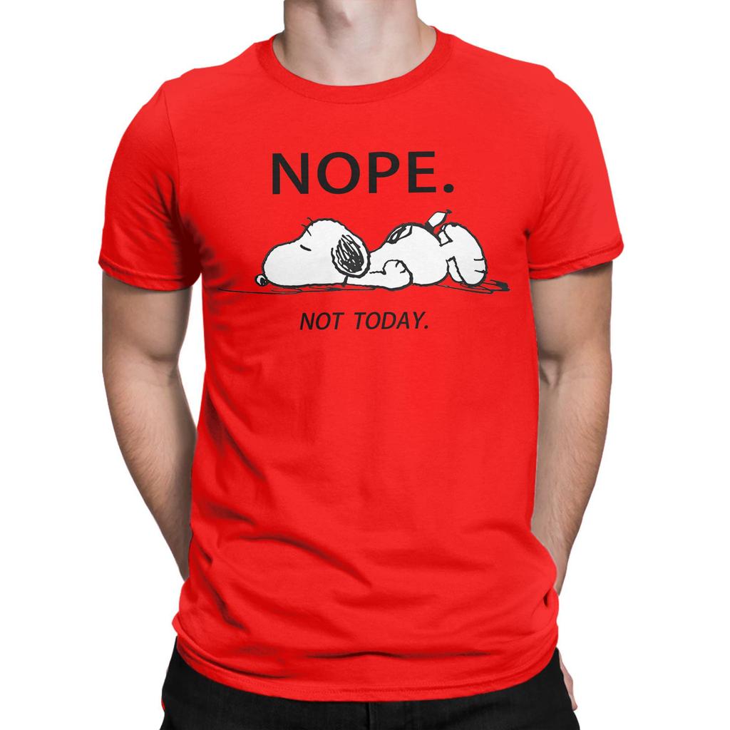 Men  Cute Cartoon Snoopy T Shirts Nope Not Today  Cotton Clothes Cool Short Sleeve Crewneck Tees 4XL 5XL 6XL T-Shirts