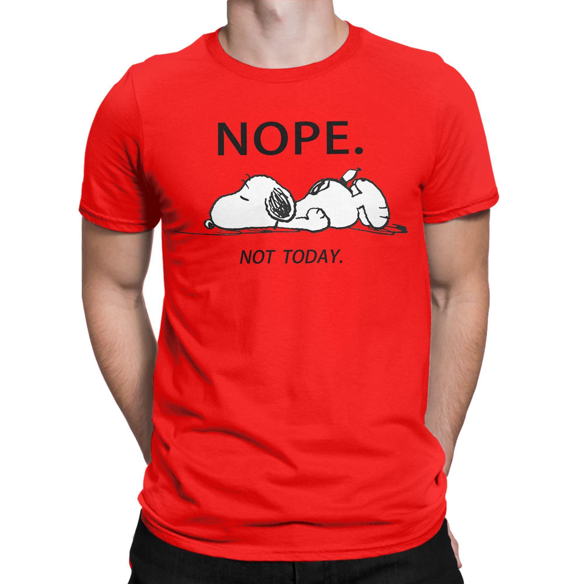 XIXI Fashion Heren Leuke Cartoon Snoopy T-shirts Nope Not Today Katoenen Kleding Coole Korte Mouw Ronde Hals T-shirts 4XL 5XL 6XL T-shirts 2XL