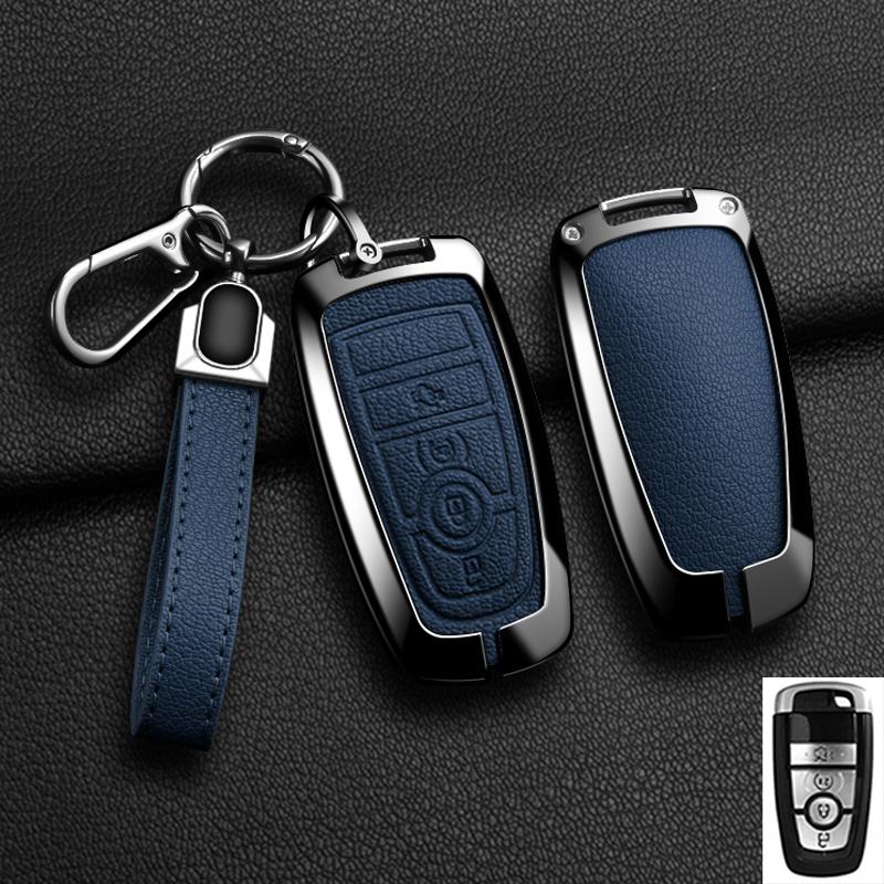 Zinc Alloy Leather For Lincoln Corsair Nautilus Aviator Navigator Continental Car Key Case Shell Keychain Keyring Car Key Cover
