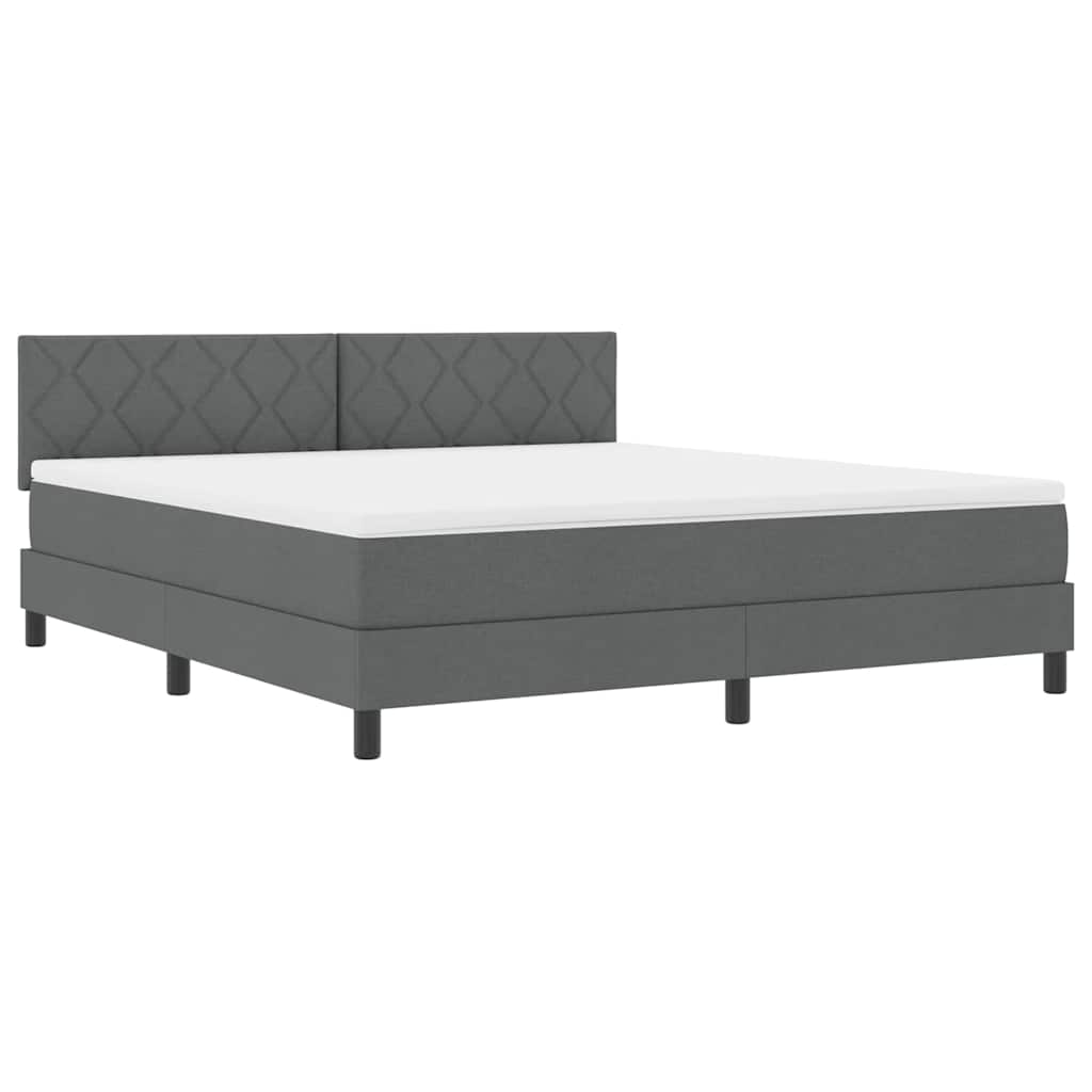 Boxspring Bed with Headboard Dark Grey 180 X 200 Cm Fabric