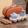 OIMG Portable Floral Ceramic Travel Tea Set