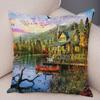 Vintage Colorful Style Coconut Tree Pillow Cover Country House Landscape Pillow Sofa Car Office Cushion Cover Home Decor