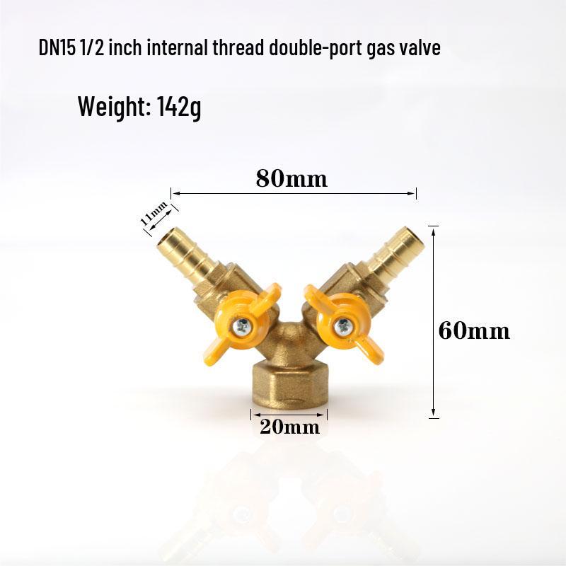 Thickened Brass 4-Point Ball Valve for Natural Gas with Male/Female & Three-Way Tee Valve.