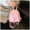 Sac à dos en cuir synthétique style coréen avec nœud papillon pour femme Sac à bandoulière matelassé léger
