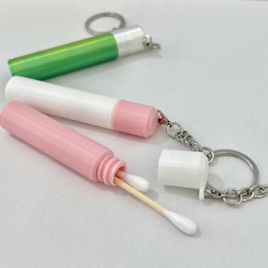 Cotton Swab Storage Box with Cover Storage Holder Keychain for Makeup Ear Cleaning