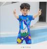 Kids' One-Piece Shark Swimsuit with Swim Cap - Korean Style, Quick-Dry, UV Protection for Boys In Small, Medium, and Large.