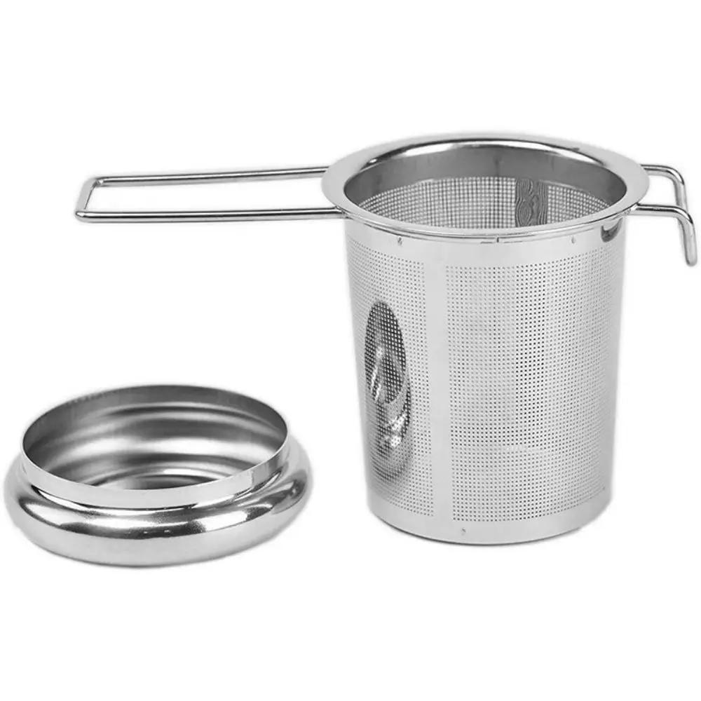 

304 Stainless Steel Tea Drain with Lid Tea Strainer noncollapsible Double Handle Tea Strainer with Lid Tea Brewer серебряный