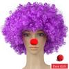 Parrucca da Clown Colorata Afro Riccia Sintetica Cosplay per Uomini Donne Parrucca per Festa di Carnevale Rossa Verde Gialla Blu Naso da Clown