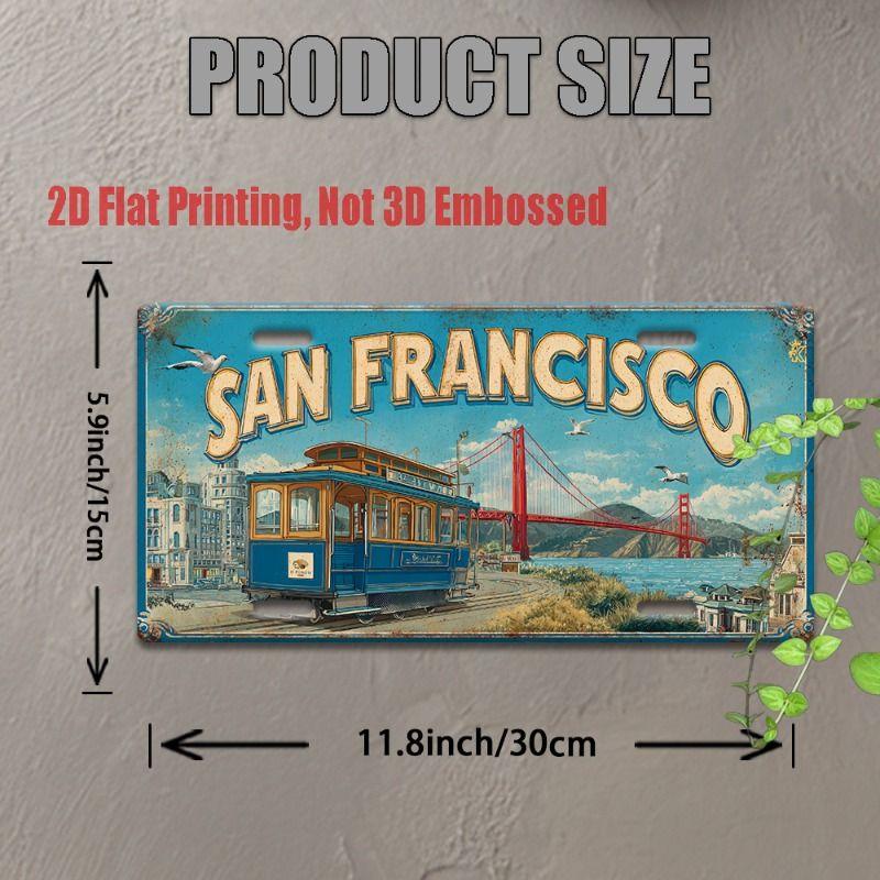 Retro Metal Wall Art Travel Cityscape Decor for Living Room Bedroom Cafe