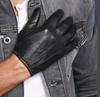 HIGHSHINE Men's Ultra Thin Unlined Soft Leather Short Gloves Black