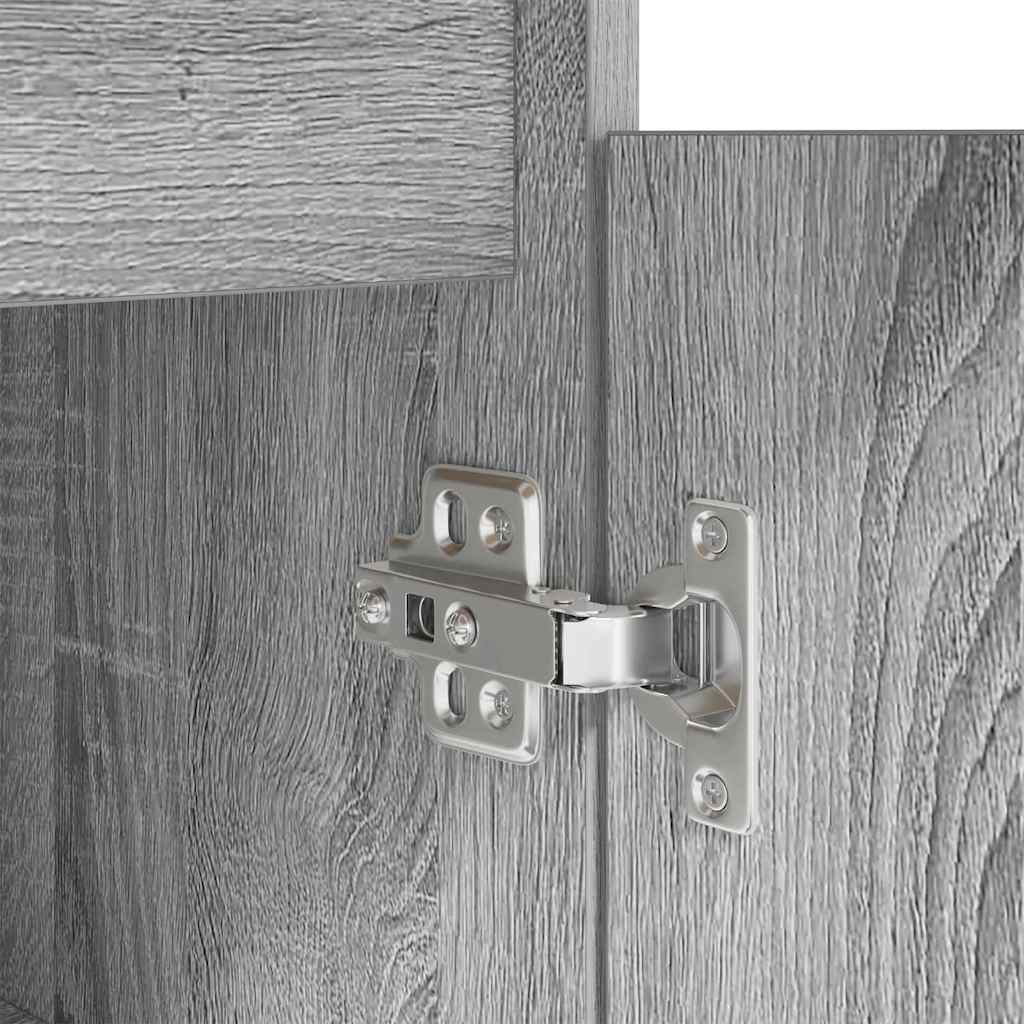 Desk with Door Grey Sonoma 140 x 49 x 76 cm Engineered Wood