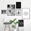 Fashion Black And White Sexy Poster Flower Women Motivational Text Minimalist Canvas Painting for Living Room Modern Home Decor