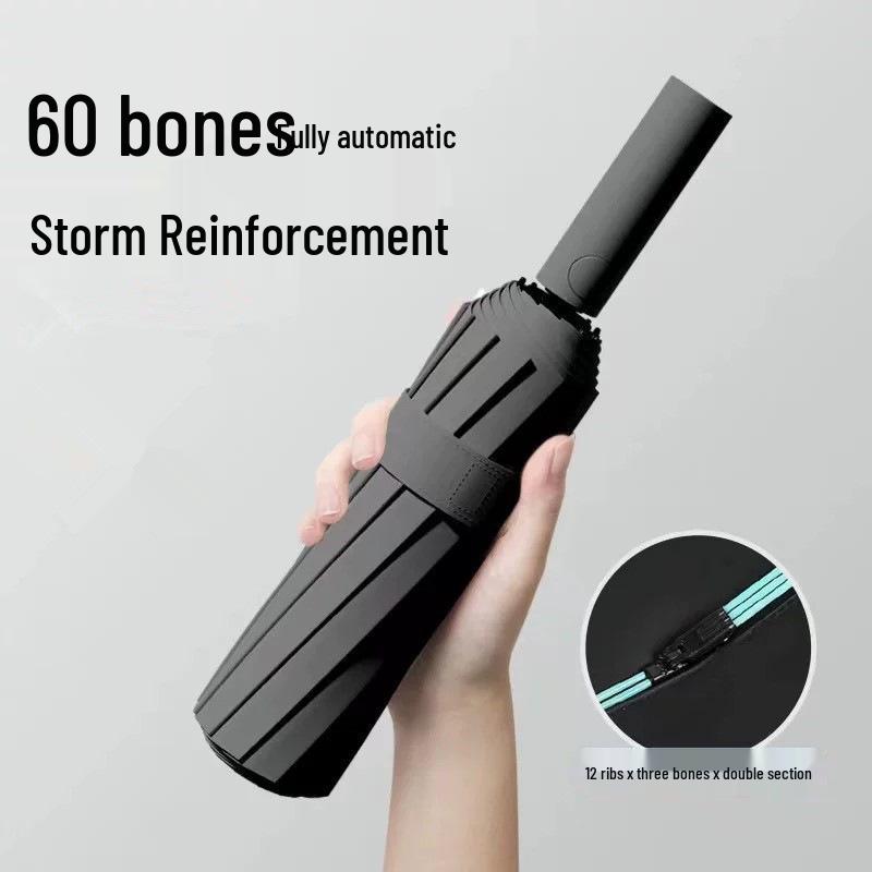 Zakázkový UV černý lepicí deštník proti slunci a dešti – Dámský třídílný design s potiskem loga.