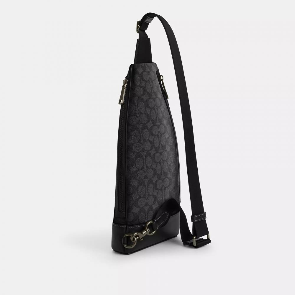 Coach DomInic SlIng Pack In Signature Canvas Tan Black