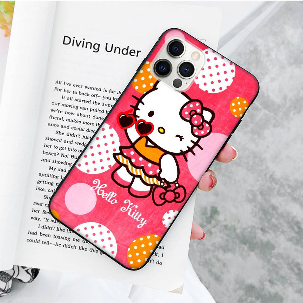 JZ3 Love Hello Kitty Black Sofe Case for OPPO Reno 8 6 5 4 Pro Plus Find X3 A17 A3 A31 A38 A40 A53 A54 A55 A74 A76 A78 A77 A80 A94 A95 A96 Lite