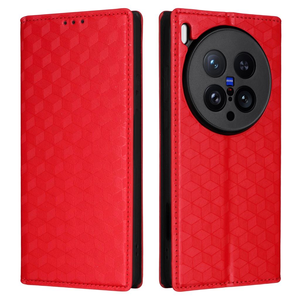 For vivo X200 Ultra 5G Case Wallet Rhombus Imprinted Leather Phone Cover