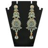Touchstone Indian Bollywood Glamorous Handmade Contemporary Designer Jewelry Long Chandelier Earrings Rhinestone Crystal Gold Silver Tone Turquoise