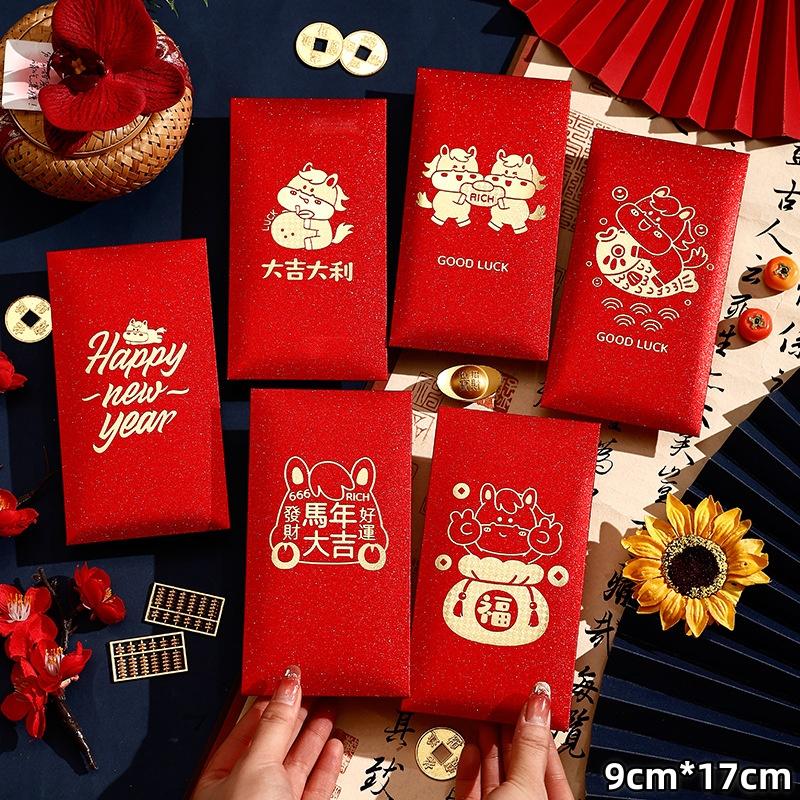 Hot Sale 6Pcs 2026 Horse Year Red Envelope Cartoon Cute Zodiac Pony Lucky Money Packet For New Year Blessing Red Packet