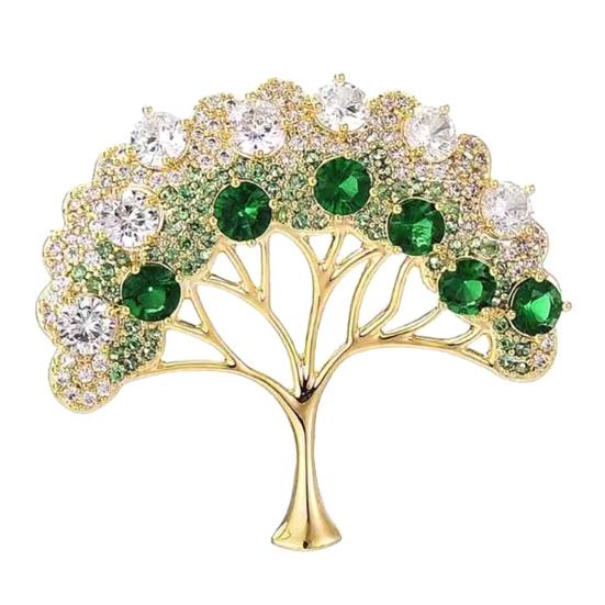 Jijijing Brooch Pin, Wishing Tree Design Lapel Pin with Sparkling Layered Rhinestones, Hollow Branches Badge for Suits Coats Cheongsam Banquets