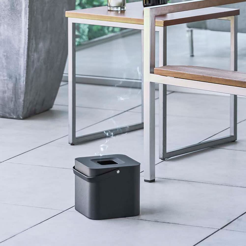 Yamazaki Tower Mosquito Coil Storage 16cm W X D X 14cm H Lid and 5752 Pot, Square, Black, Approx. 15.5cm (including Handle),