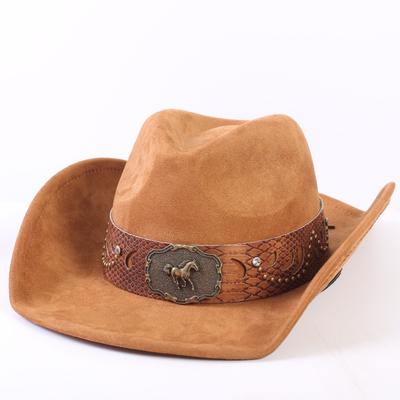 Beliebter europäischer und amerikanischer klassischer Wildleder Western Cowboyhut, Mode für Damen und Herren, großer Schirmhut Sonnenschutz