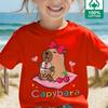 2025 Children's Capybara T-Shirt Kids Short Sleeve Shirt Capy Birthday Print Round Neck Tops Boys Girls Birthday Gift T Shirt