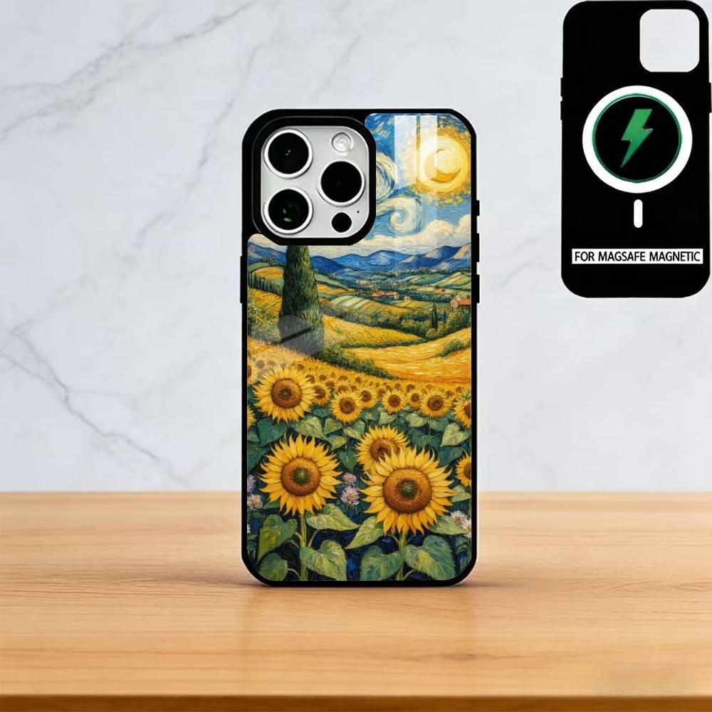 

Van Gogh Starry Sunflowers Phone Case For iPhone17,16,15,14,13,12,11 Plus,Pro Magnetic For Magsafe Wireless Charging iPhone14